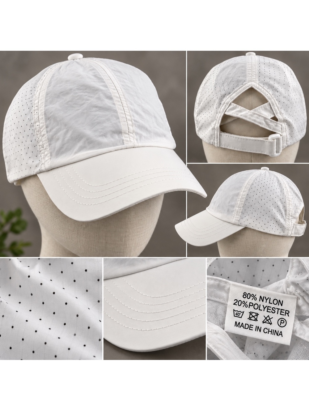 White Breathable Baseball Cap Adjustable and Stylish